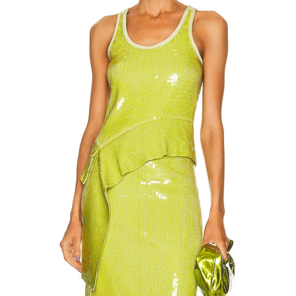 Helmut Lang Lime Green Sequin Top